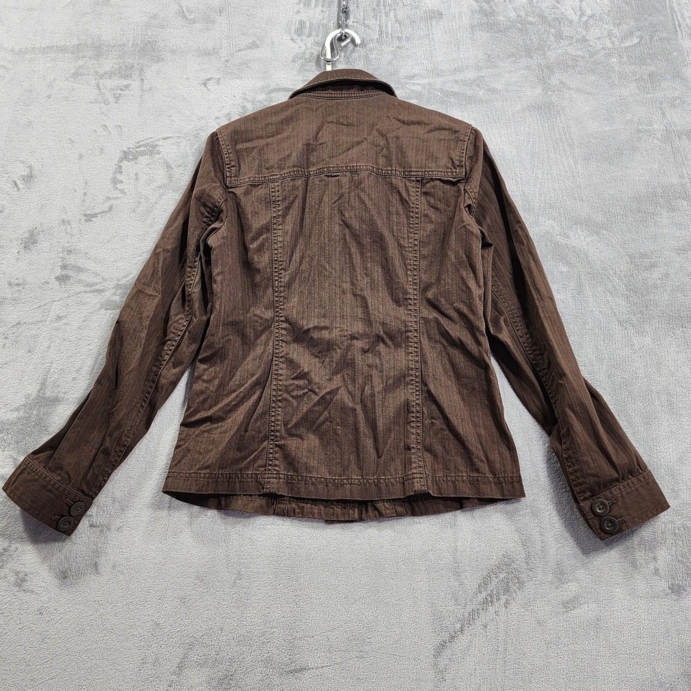 Vintage Eddie Bauer Jacket Womens XS Brown Herringbone Cotton Utility Military - Picture 4 of 13